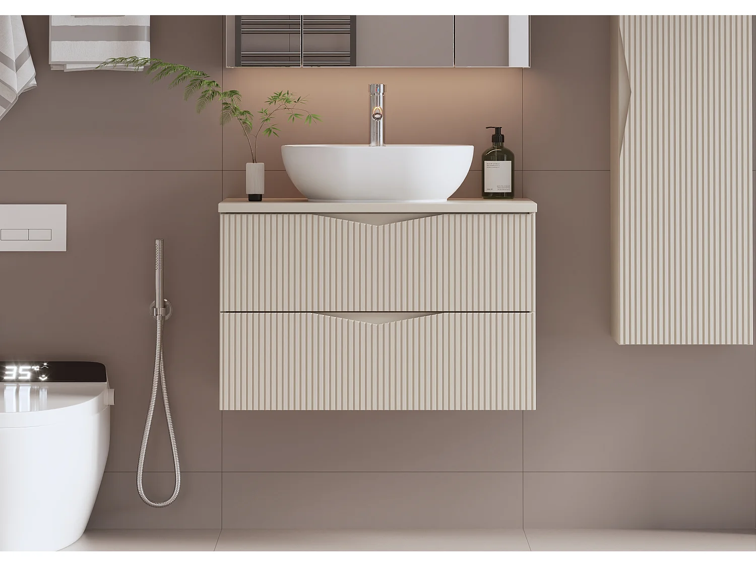 Conjunto mueble doble lavabo 80cm y columna Tao Cachemira