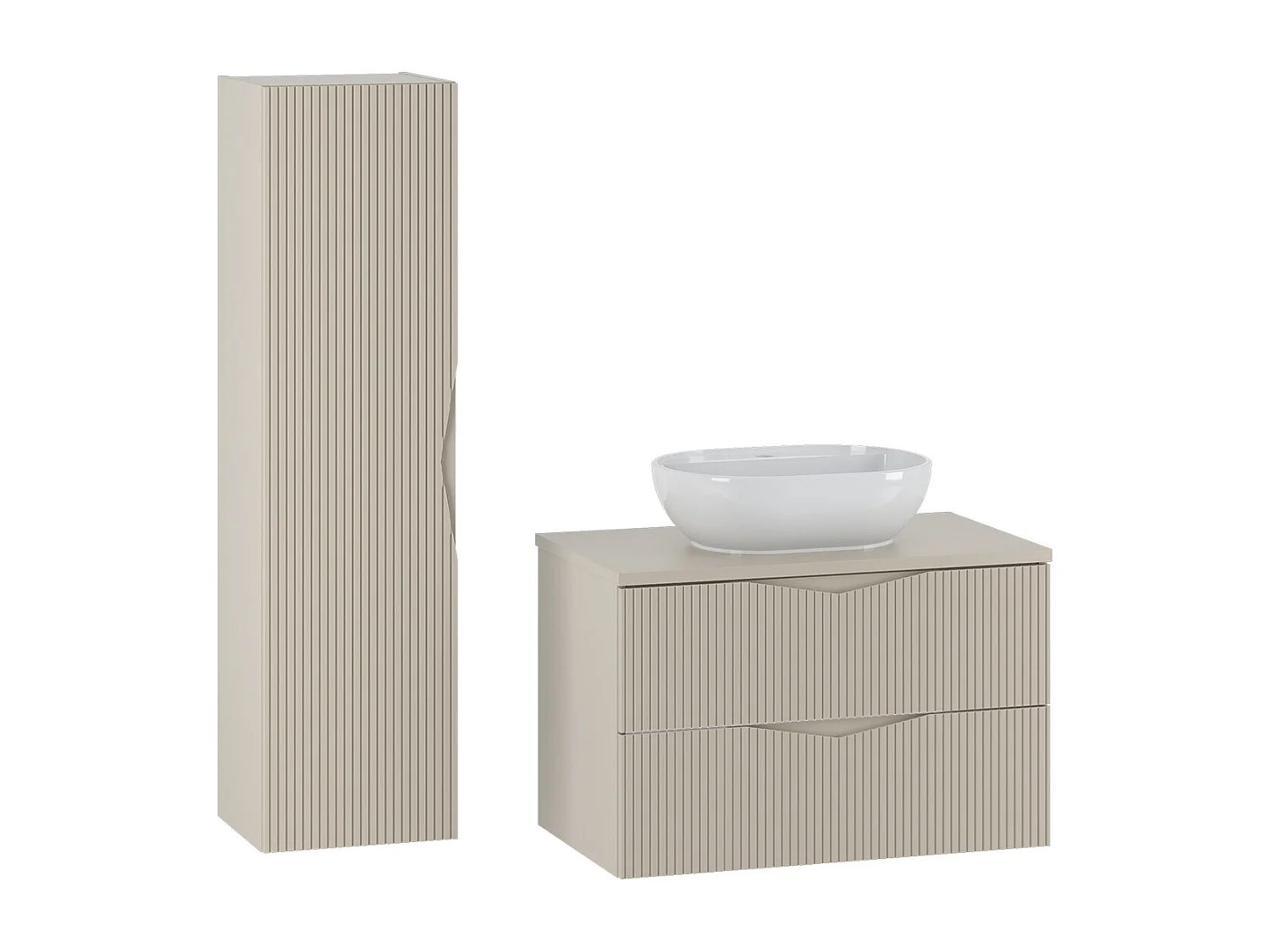 Ensemble meuble simple vasque 80cm et colonne Tao Cachemire