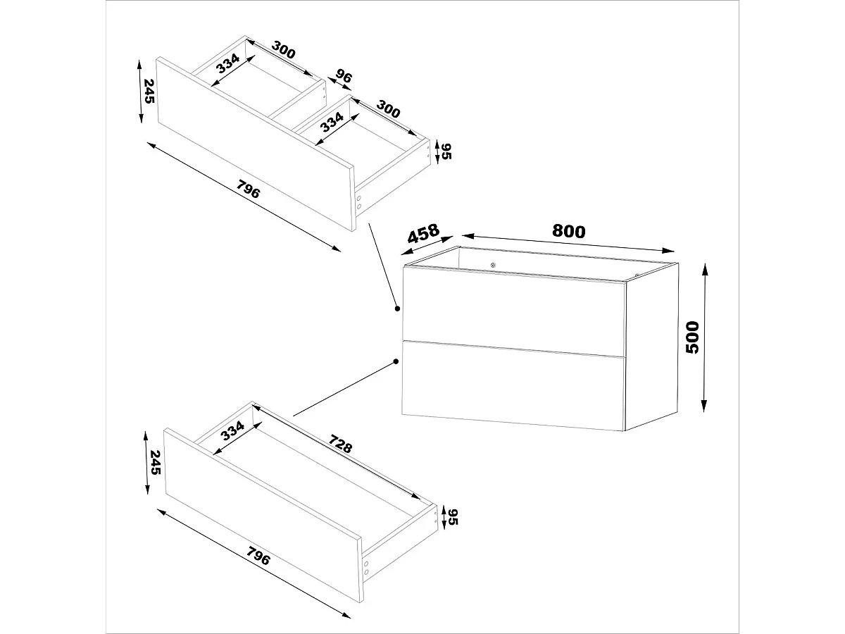 Ensemble meuble simple vasque 80cm et colonne Tao Cachemire