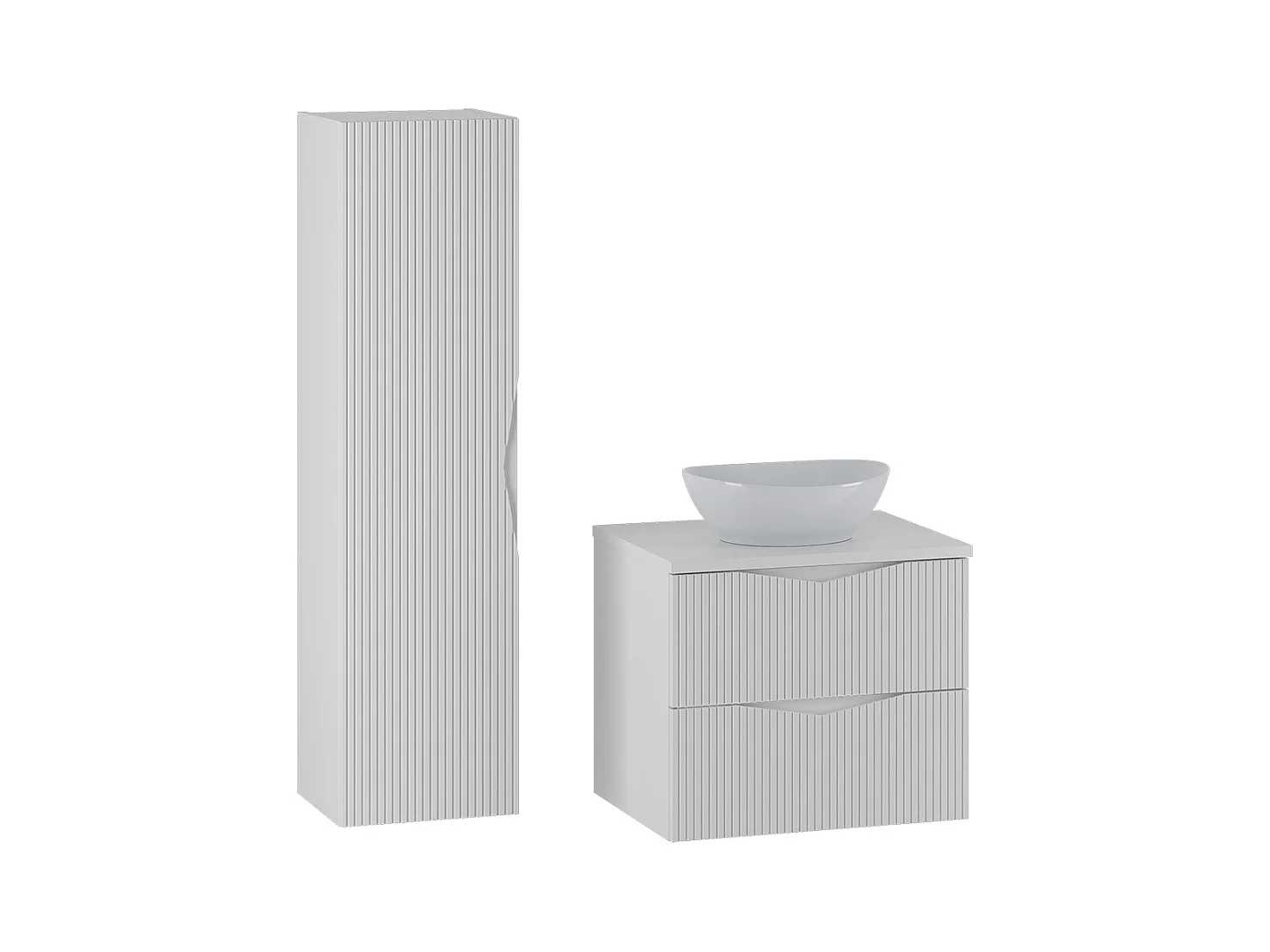 Ensemble meuble simple vasque 60cm et colonne Tao Blanc