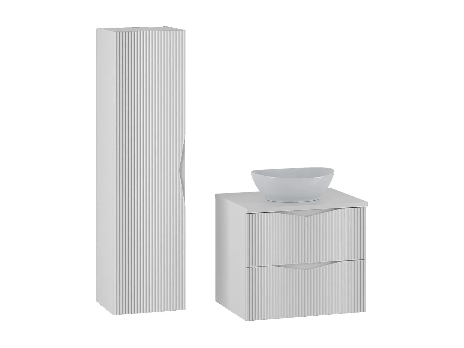 Ensemble meuble simple vasque 60cm et colonne Tao Blanc