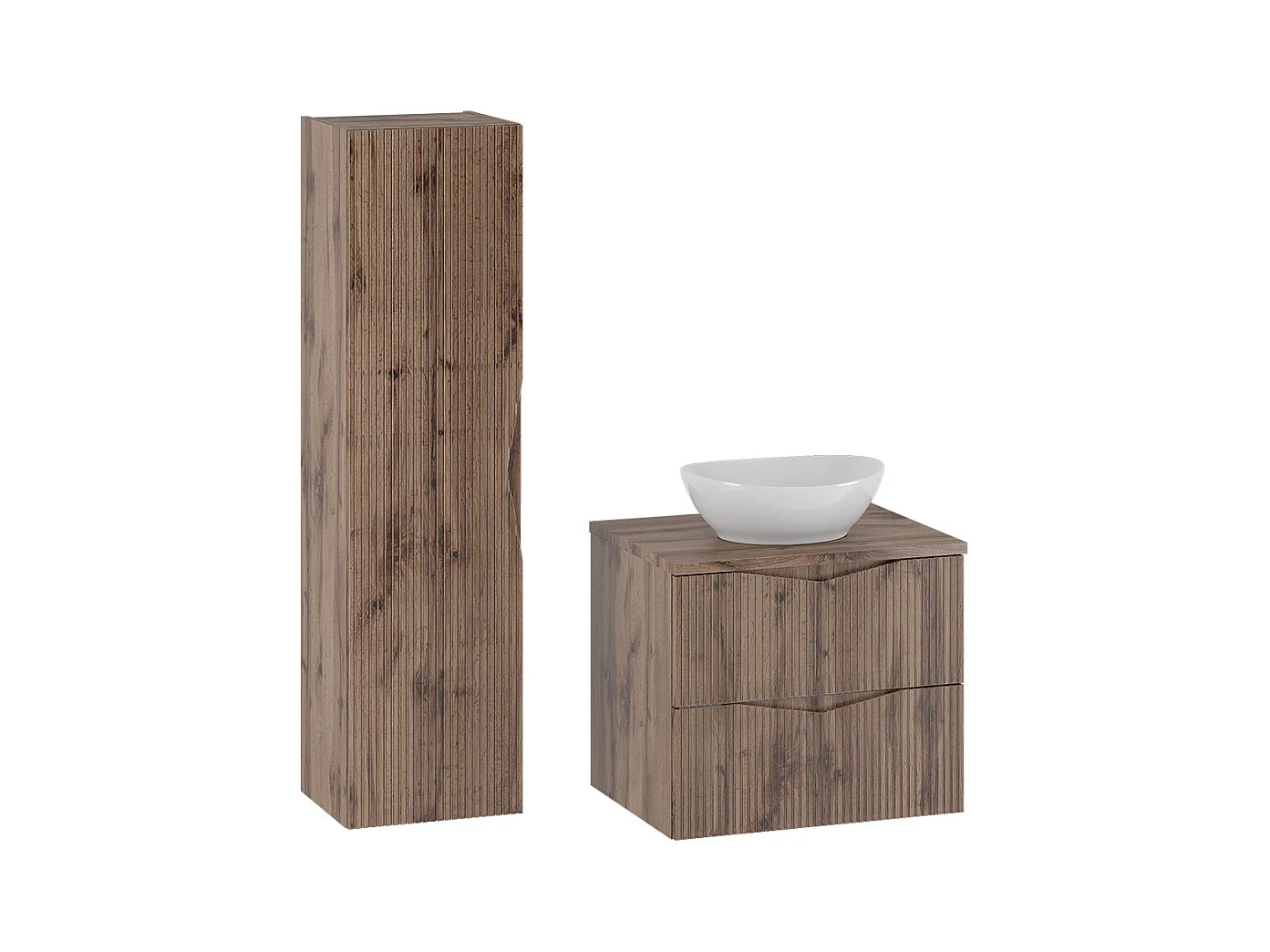 Ensemble meuble simple vasque 60cm et colonne Tao Bois
