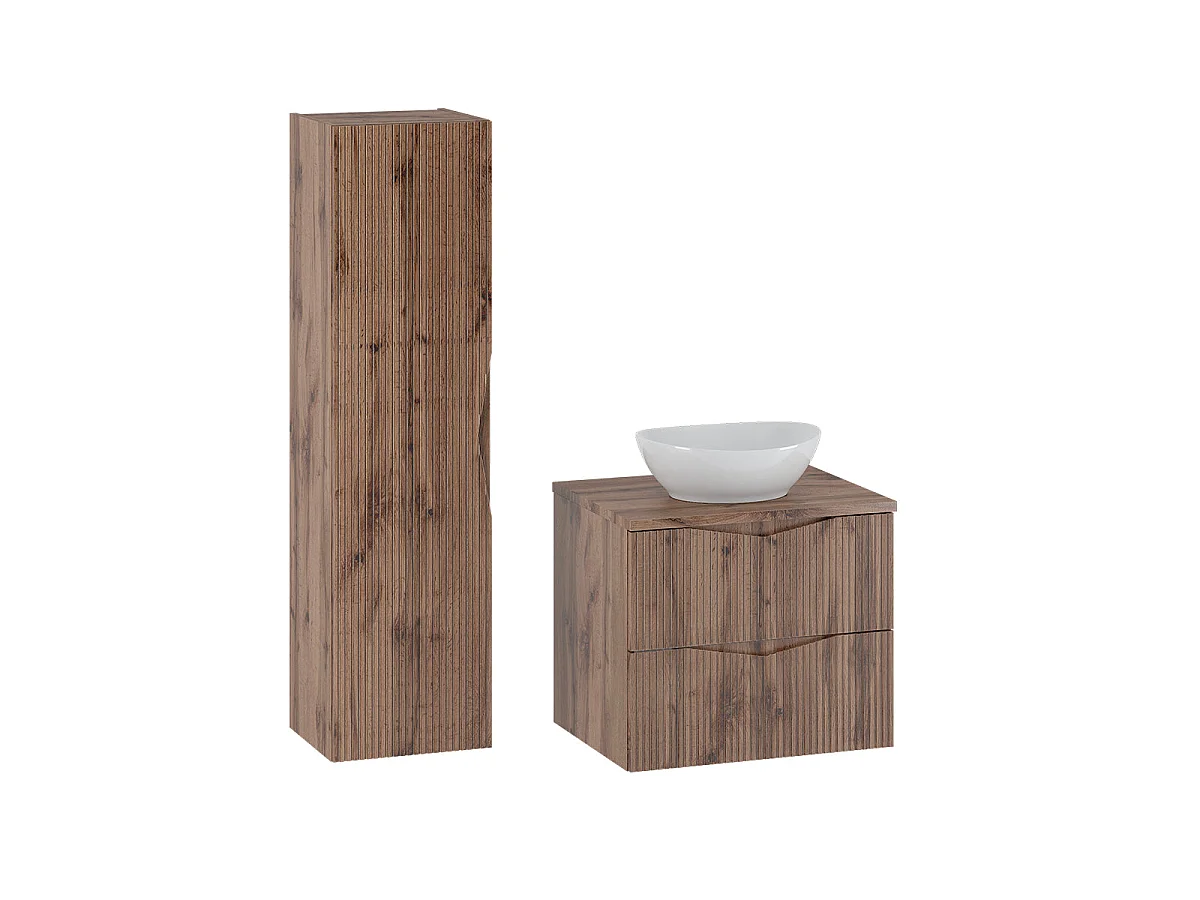 Set aus Einzelwaschtisch 60cm und Säule Tao Bois