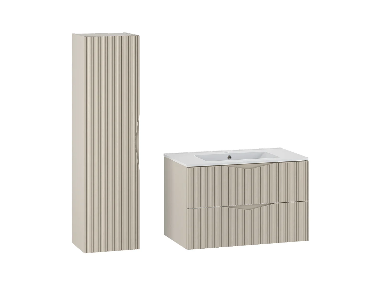 Ensemble meuble simple vasque encastrée 80cm et colonne Tao Cachemire