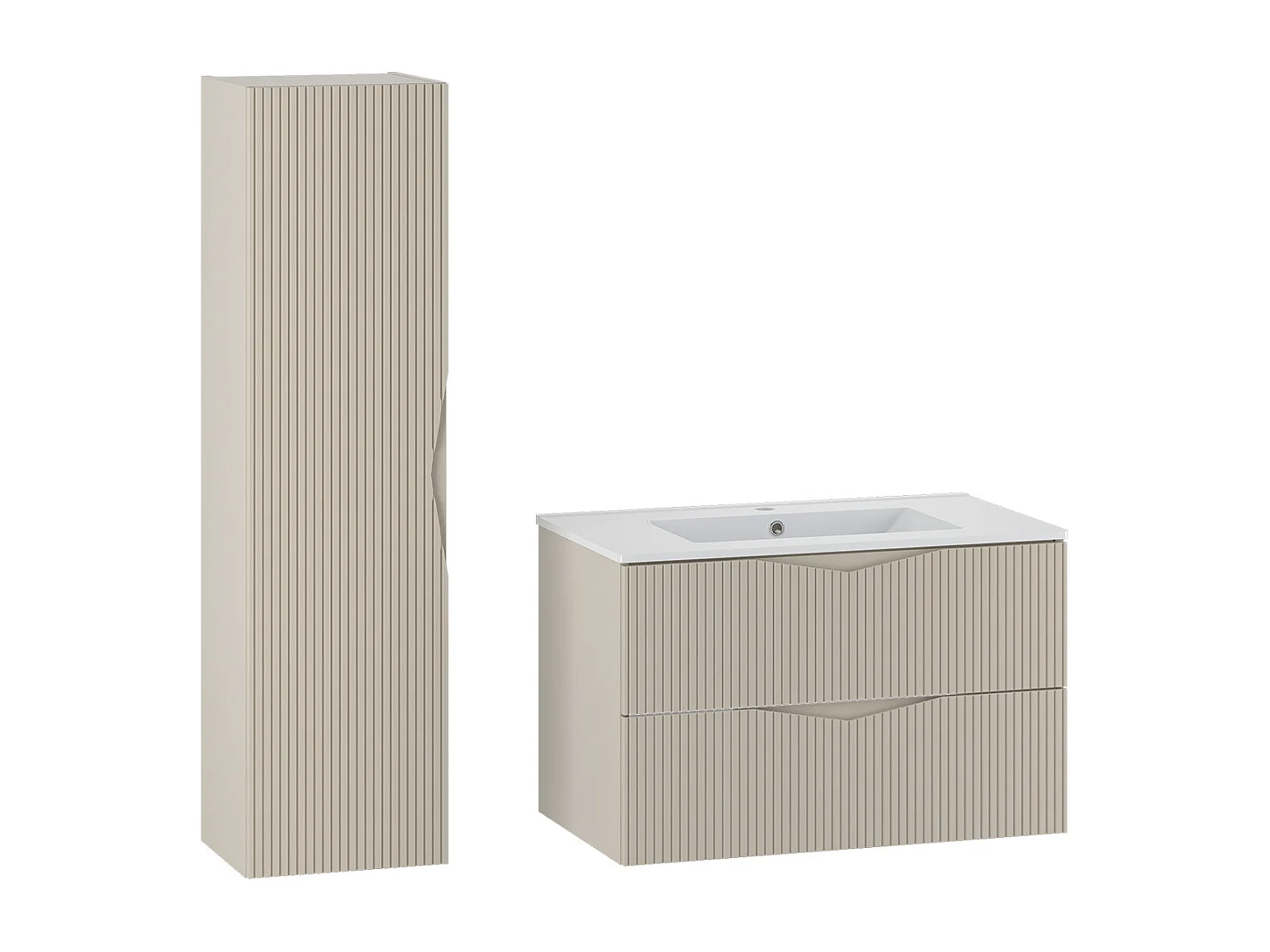 Ensemble meuble simple vasque encastrée 80cm et colonne Tao Cachemire