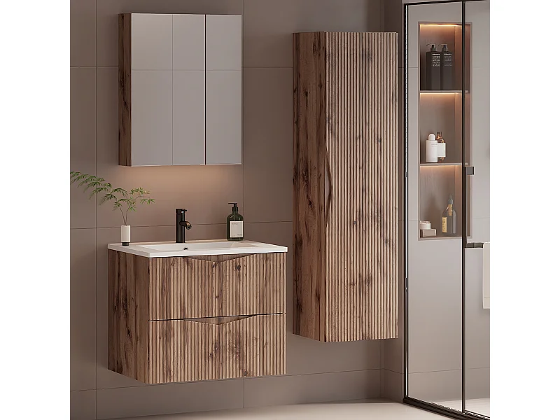 Set di mobili da bagno con lavabo Tao marrone 60cm