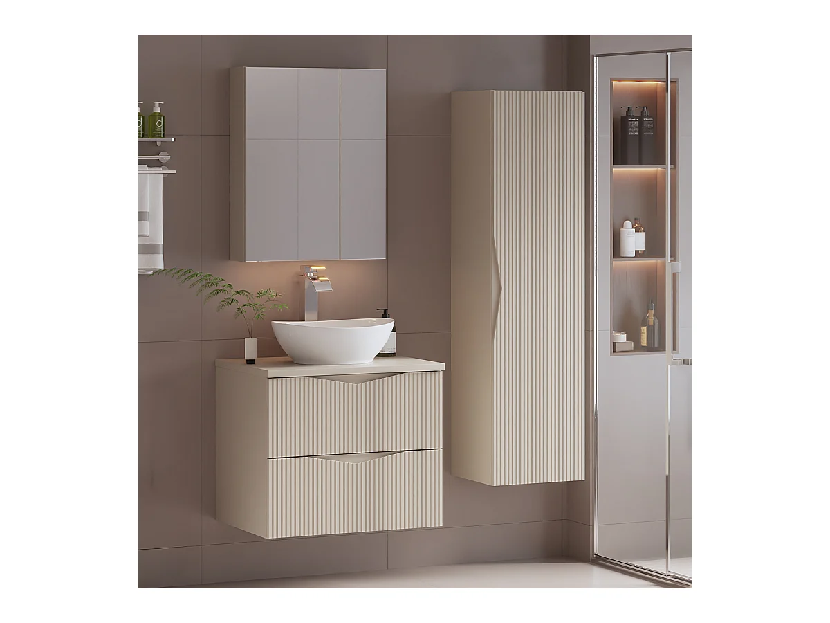 Ensemble meuble simple vasque 60cm et colonne Tao Cachemire