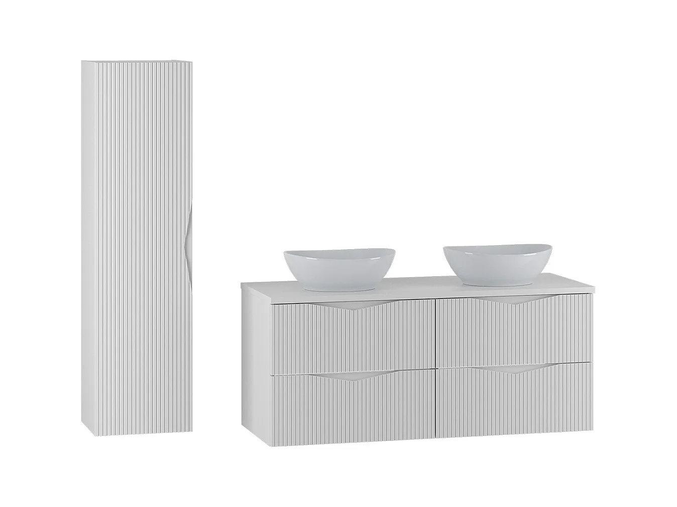 Ensemble meuble double vasque 120cm et colonne Tao Blanc
