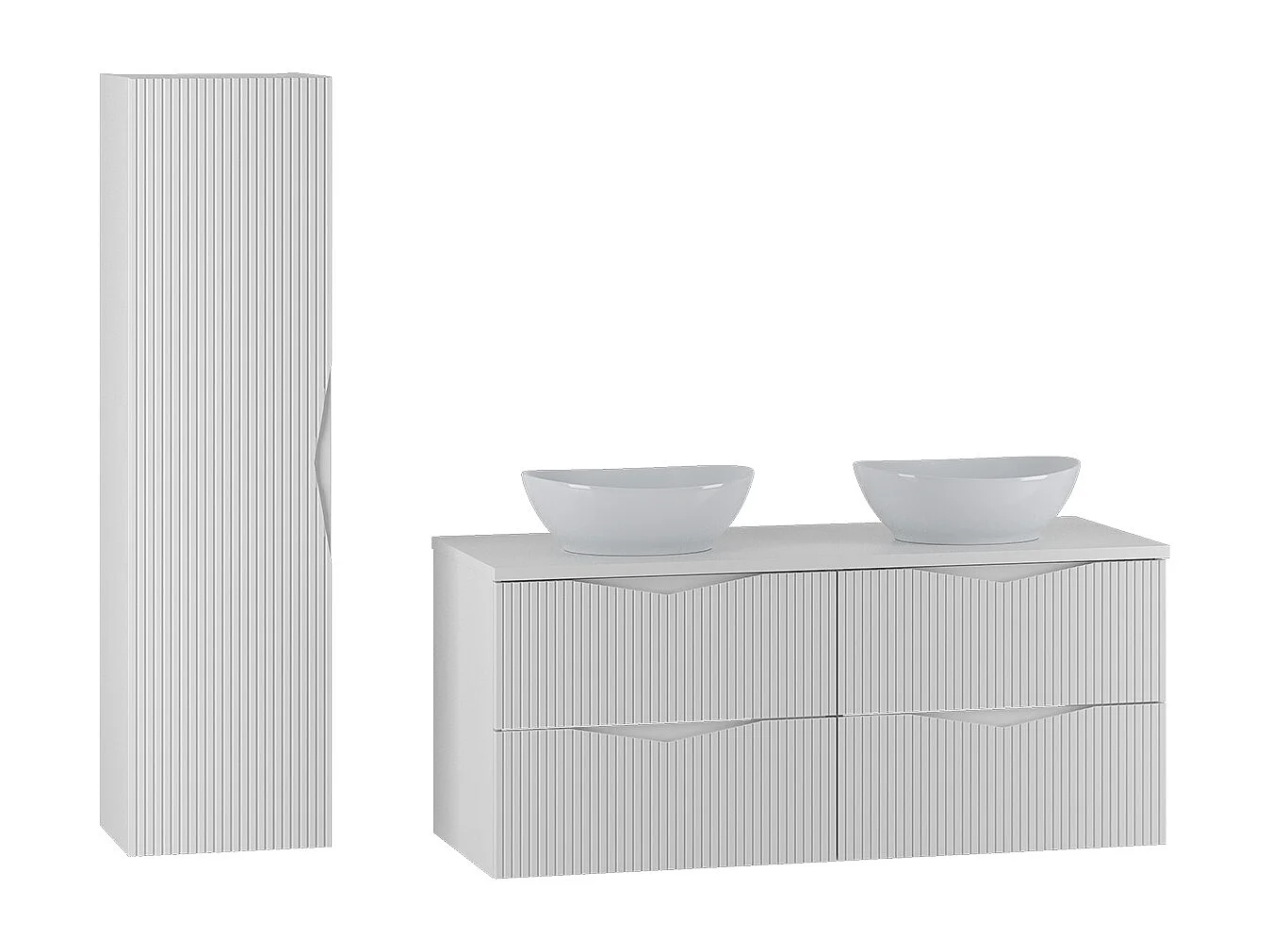 Ensemble meuble double vasque 120cm et colonne Tao Blanc