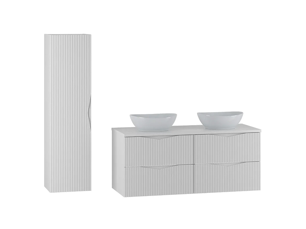 Tao 120cm double vanity unit and pedestal set White