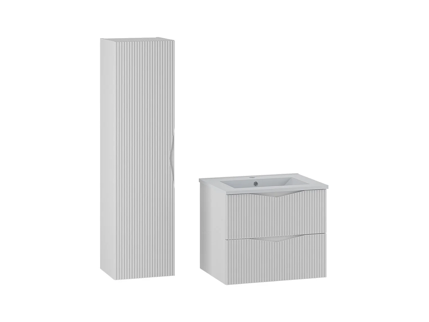 Ensemble meuble simple vasque encastrée 60cm et colonne Tao Blanc