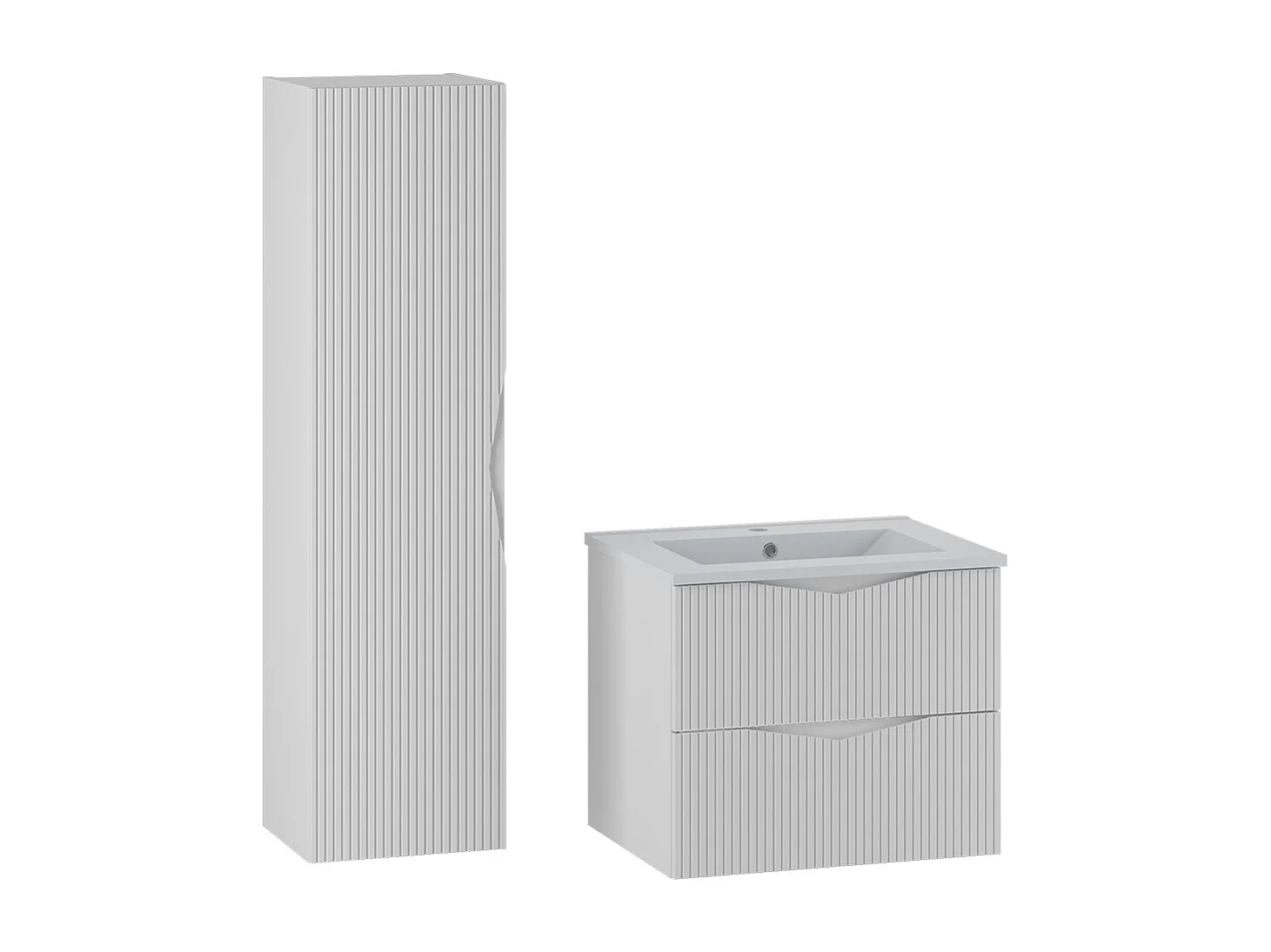 Ensemble meuble simple vasque encastrée 60cm et colonne Tao Blanc