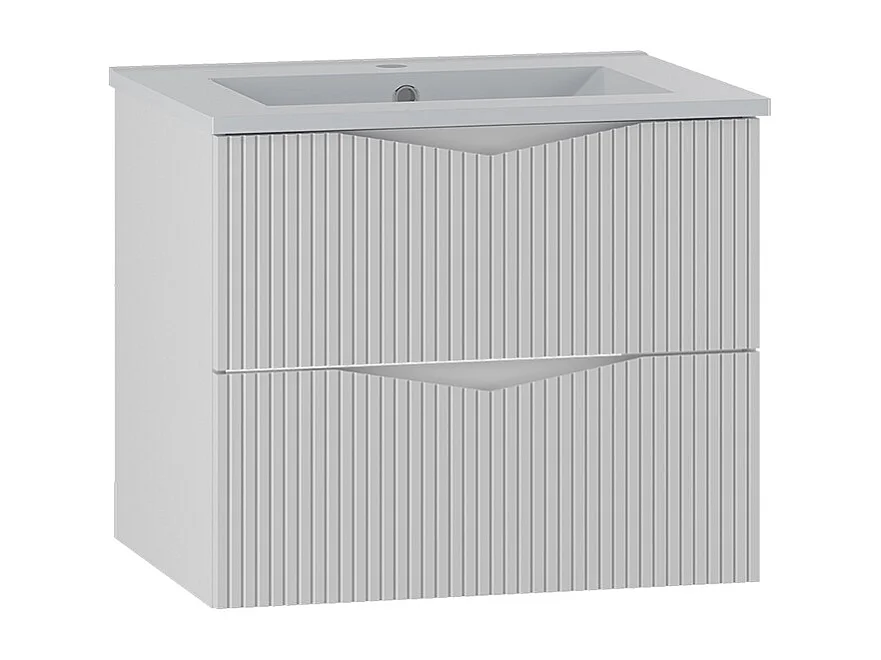Ensemble meuble simple vasque encastrée 60cm et colonne Tao Blanc