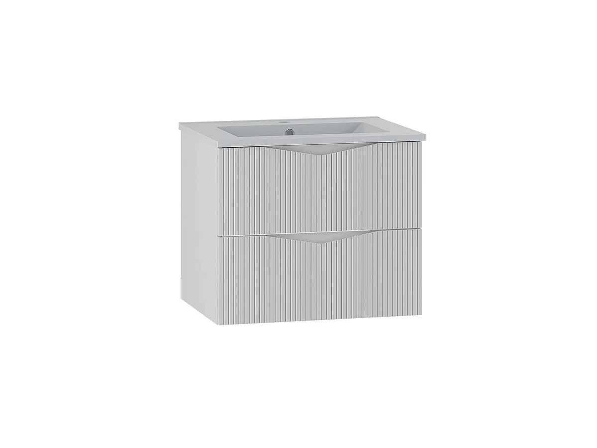 Ensemble meuble simple vasque encastrée 60cm et colonne Tao Blanc