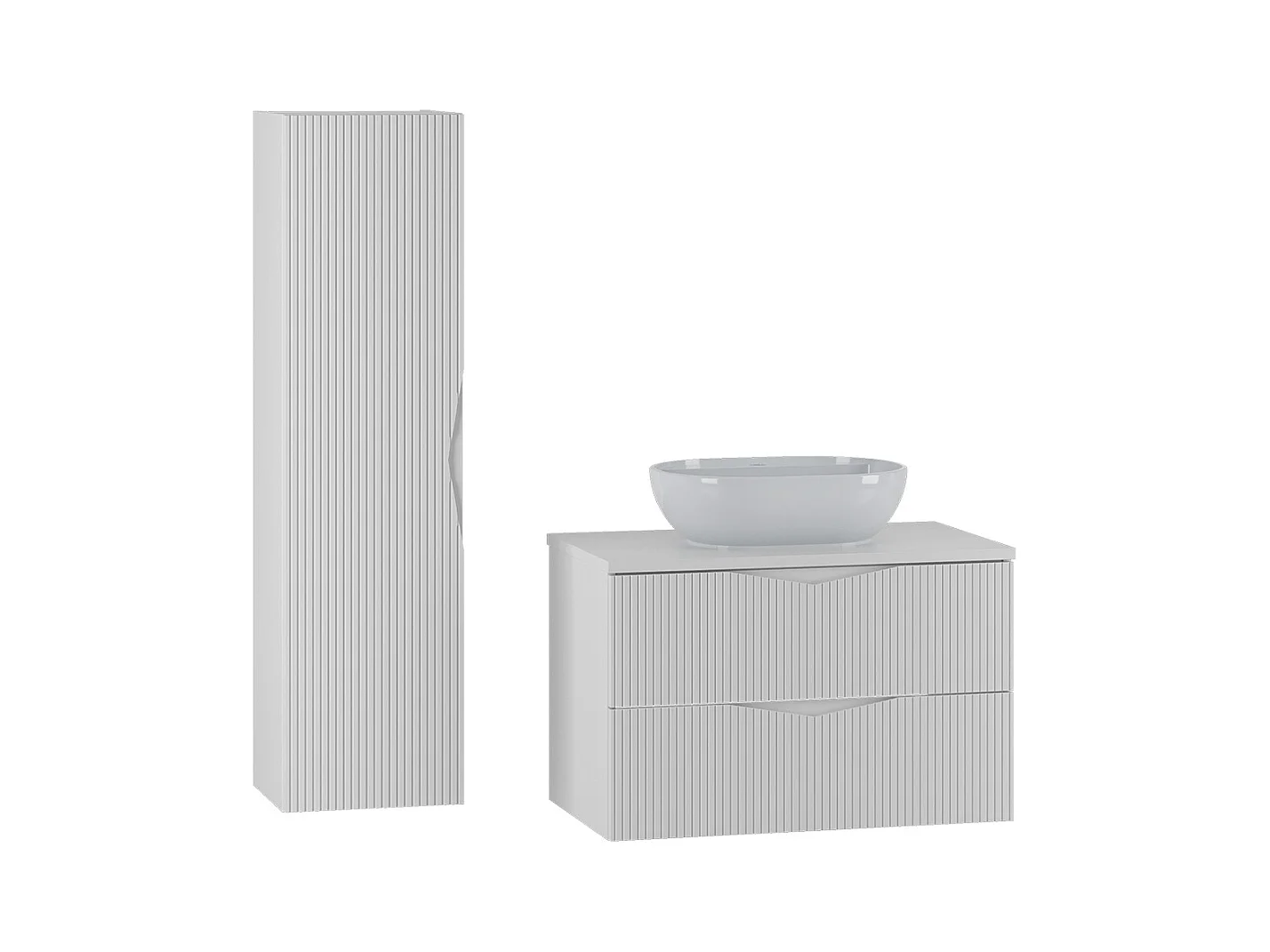 Ensemble meuble simple vasque 80cm et colonne Tao Blanc
