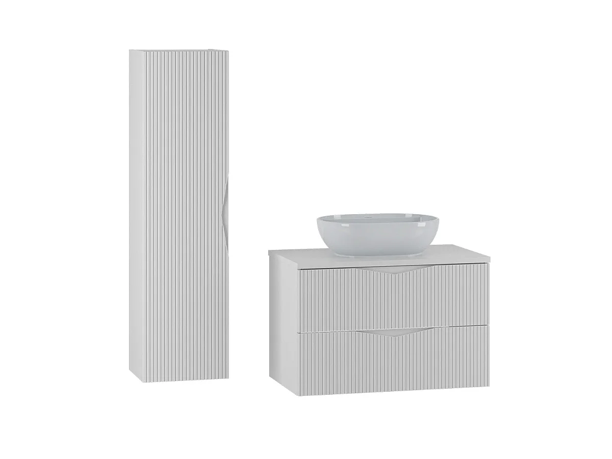 Ensemble meuble simple vasque 80cm et colonne Tao Blanc
