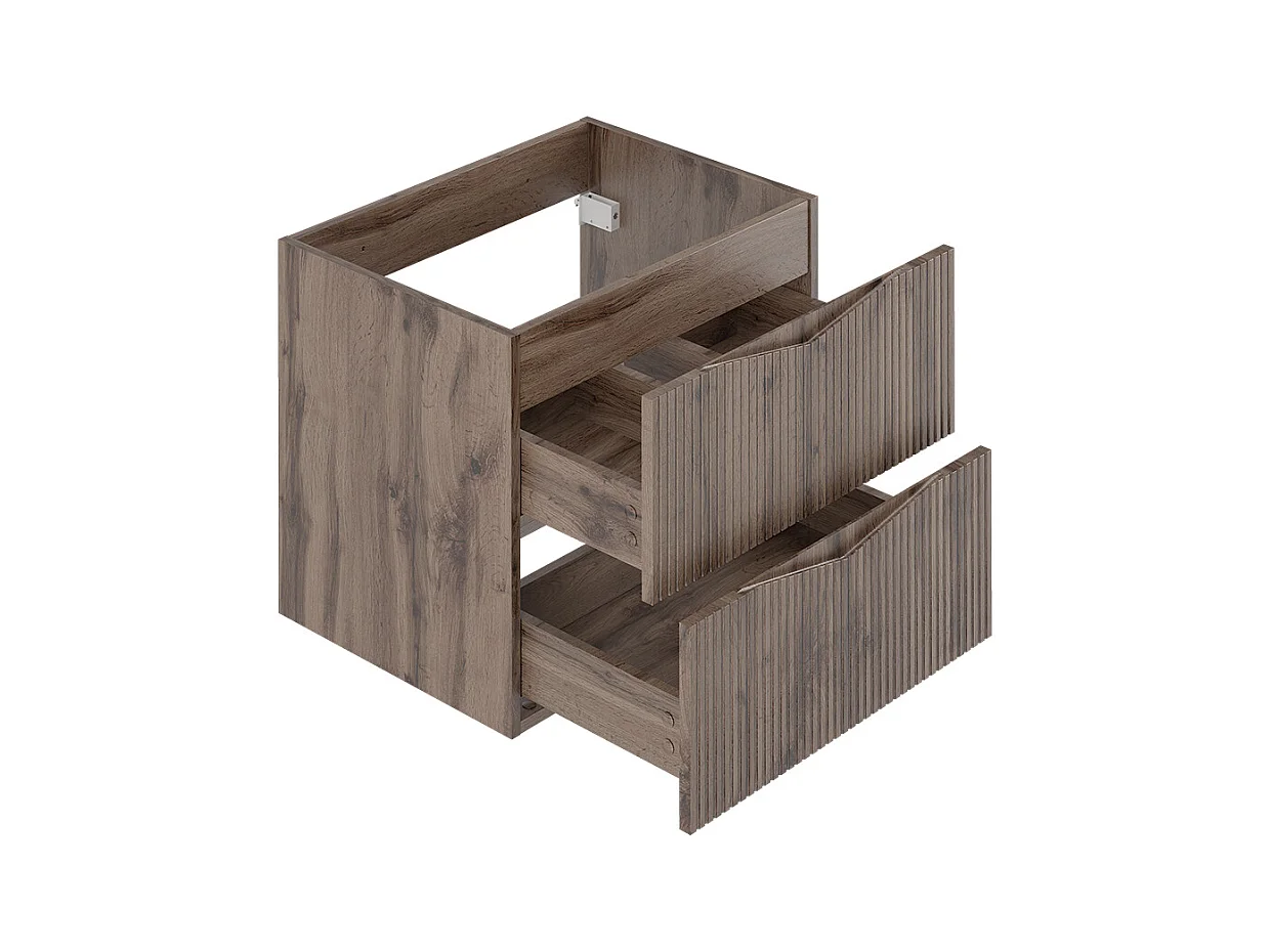 Ensemble meuble double vasque 140cm 2 niches et colonne Tao Bois