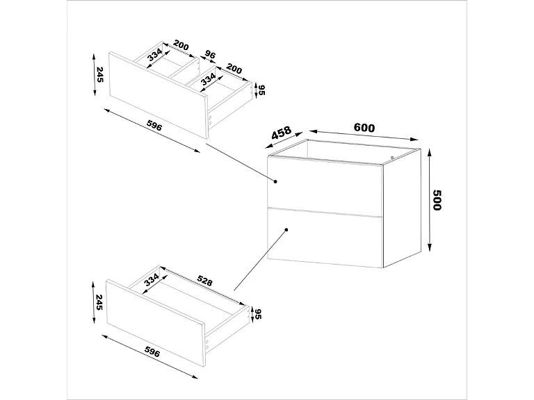 Ensemble meuble double vasque 140cm 2 niches et colonne Tao Bois