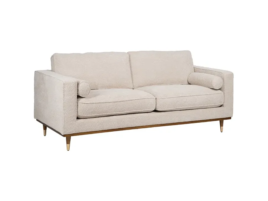 Canapé 3 places droit en tissu beige avec accoudoirs hauts NIVOLÉA