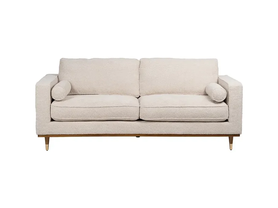 Canapé 3 places droit en tissu beige avec accoudoirs hauts NIVOLÉA