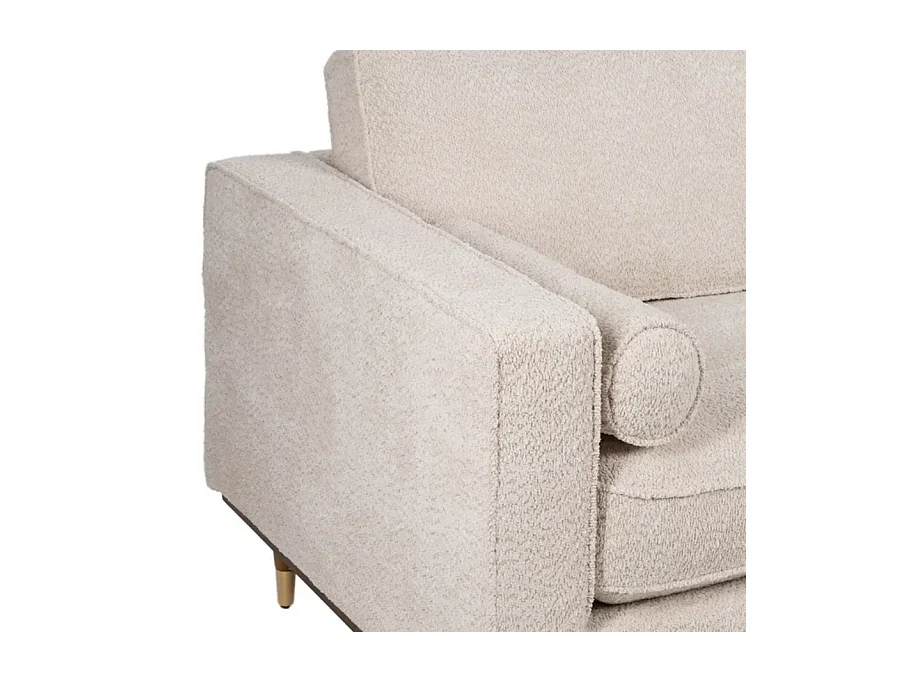 Canapé 3 places droit en tissu beige avec accoudoirs hauts NIVOLÉA