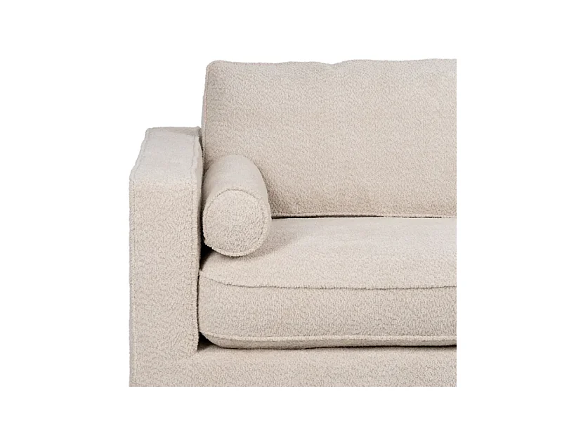 Canapé 3 places droit en tissu beige avec accoudoirs hauts NIVOLÉA