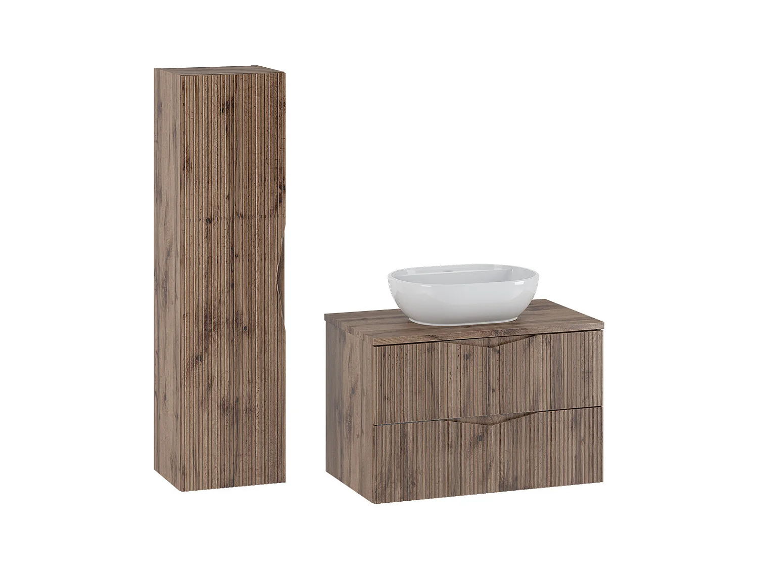 Ensemble meuble simple vasque 80cm et colonne Tao Bois