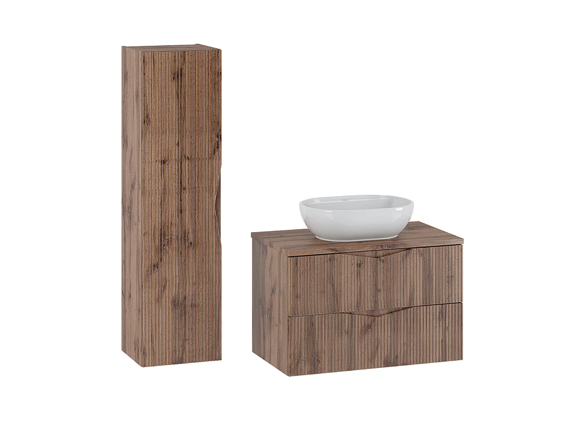 Set di mobili da bagno con lavabo Tao marrone 80cm
