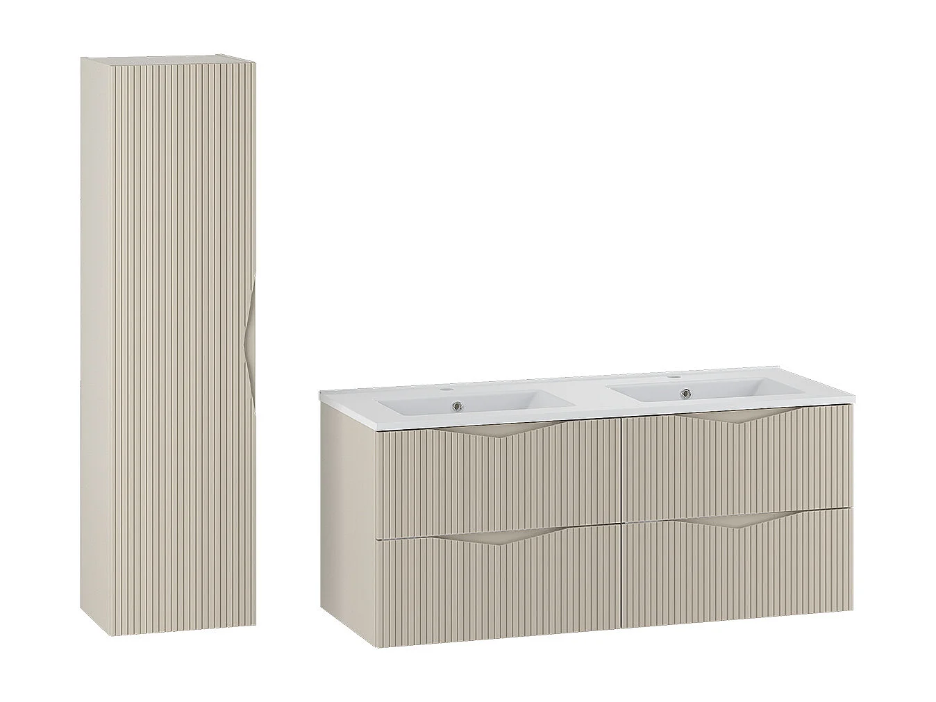 Conjunto mueble lavabo doble encastrado 120cm y columna Tao Cachemira