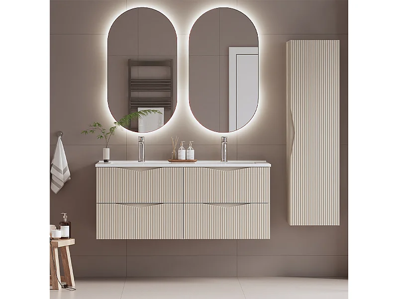 Tao Cachemire 120cm dubbele wastafel met voetstuk