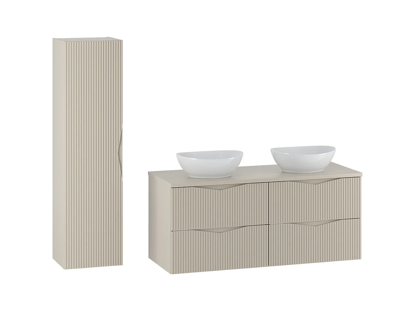 Ensemble meuble double vasque 120cm et colonne Tao Cachemire