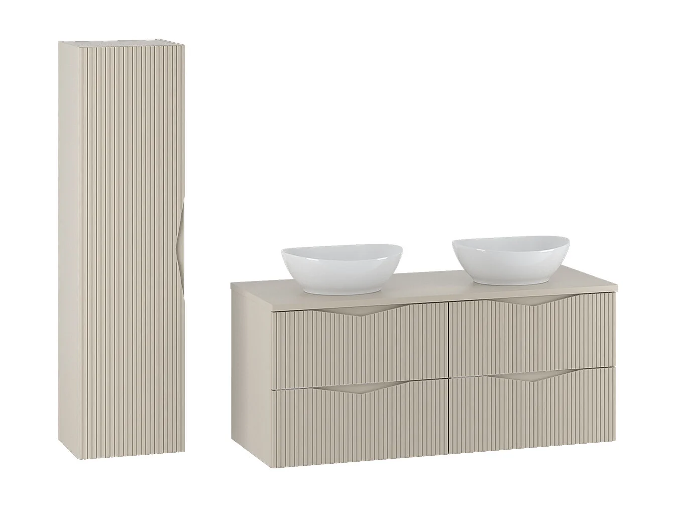 Tao Cashmere 120cm double vanity unit and column set