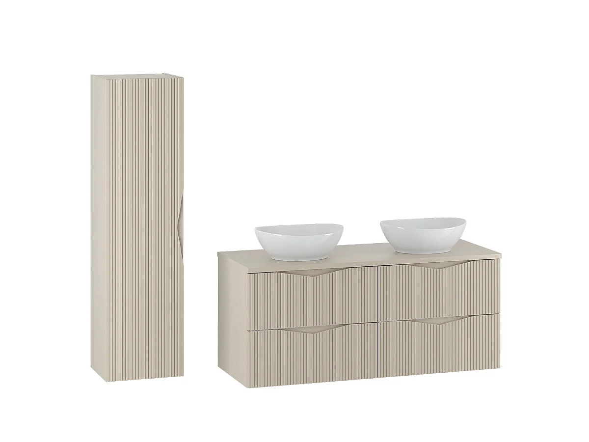 Ensemble meuble double vasque 120cm et colonne Tao Cachemire
