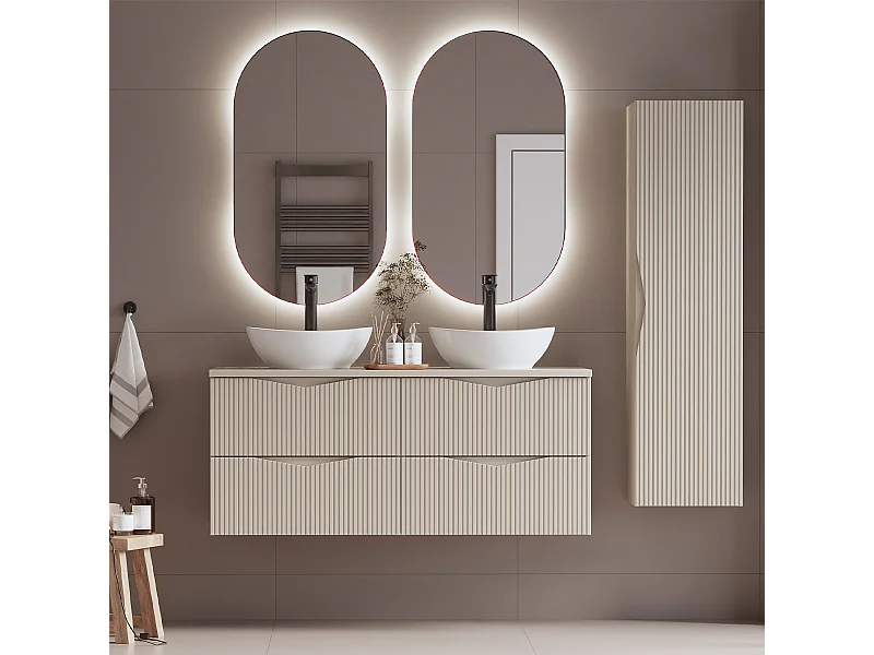 Set di mobili da bagno doppio lavabo Tao cachemire 120cm