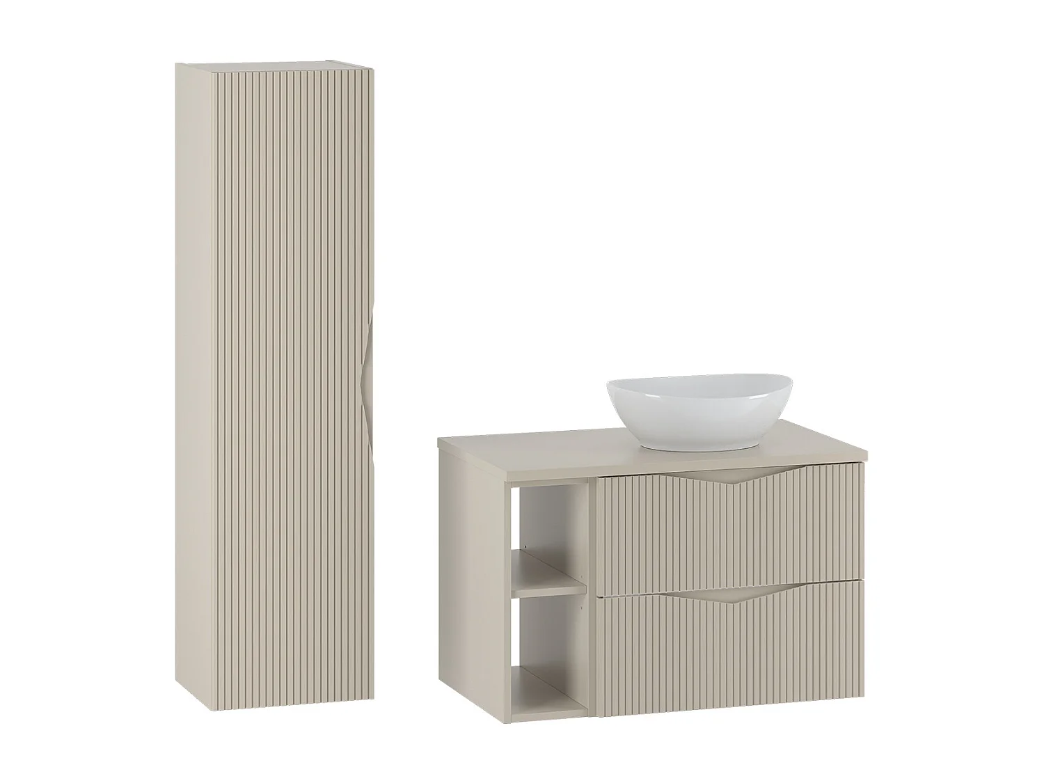 Ensemble meuble simple vasque 80cm 2 niches et colonne Tao Cachemire