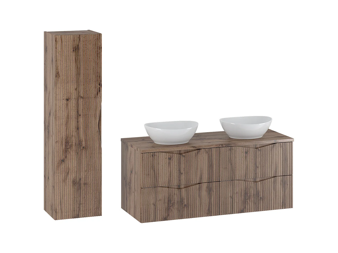 Ensemble meuble double vasque 120cm et colonne Tao Bois