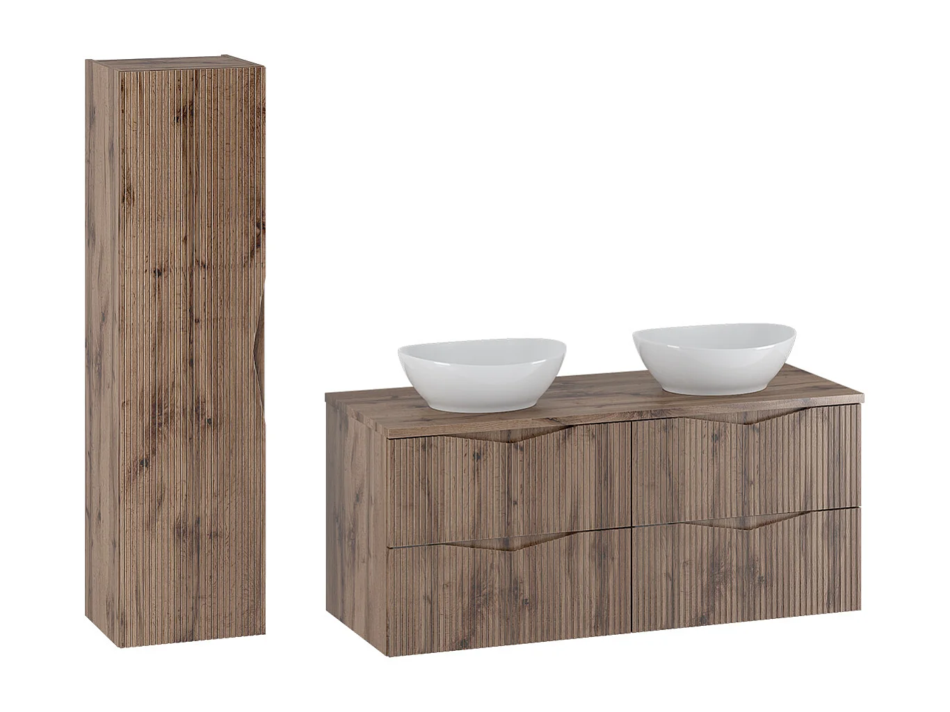 Ensemble meuble double vasque 120cm et colonne Tao Bois