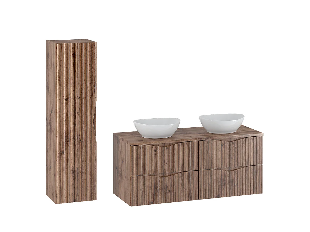 Ensemble meuble double vasque 120cm et colonne Tao Bois