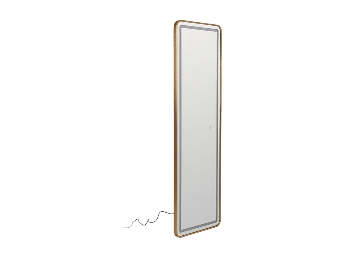 Miroir plein pied LED capteur cadre aluminium doré 160 cm tactile AVENOR