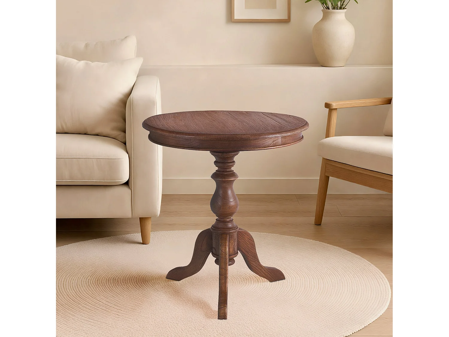 Table d'appoint - rond Ø 70 cm - Bois - Marron - Wiva