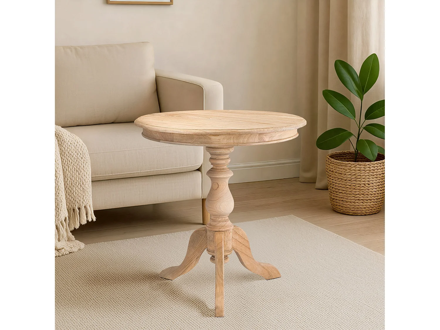 Table d'appoint - rond Ø 70 cm - Bois - Nature - Wiva