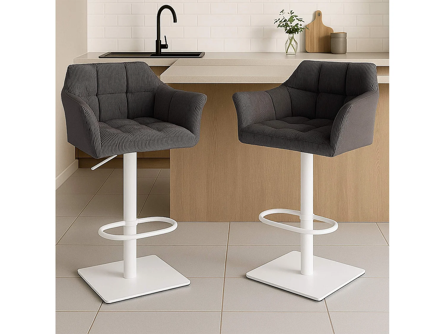 Tabouret de bar - Cordon & Blanc - Taupe - Damaso