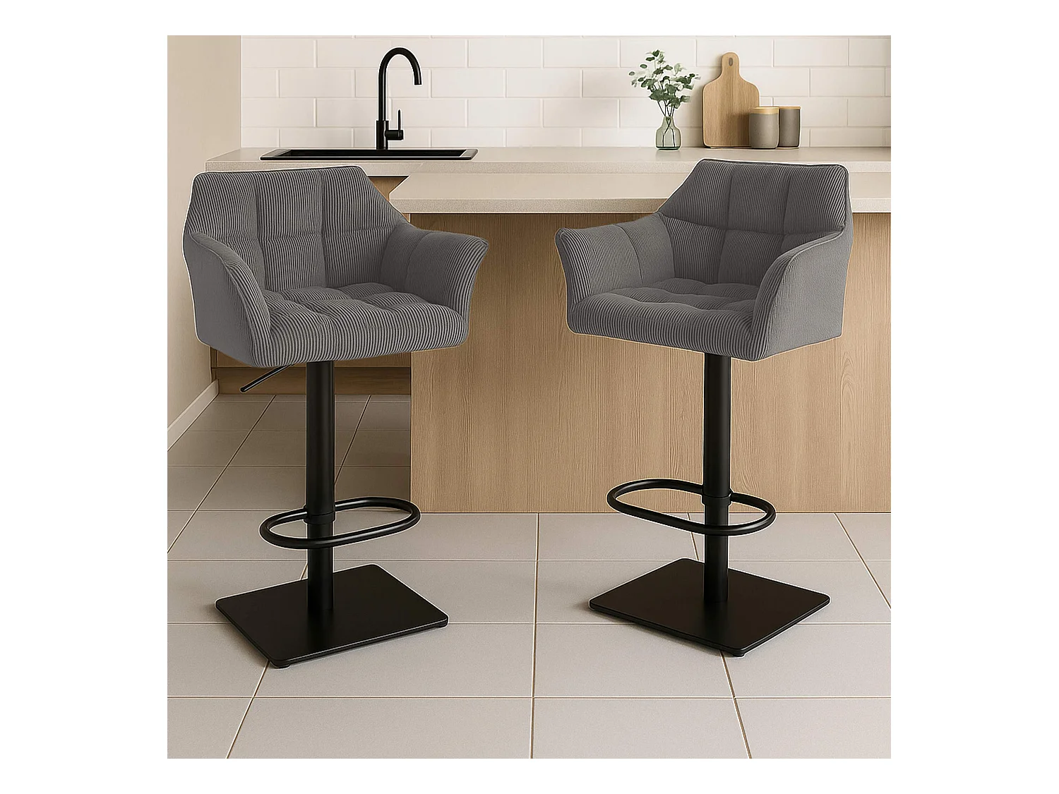 Tabouret de bar - Cordon & Noir - Taupe - Damaso