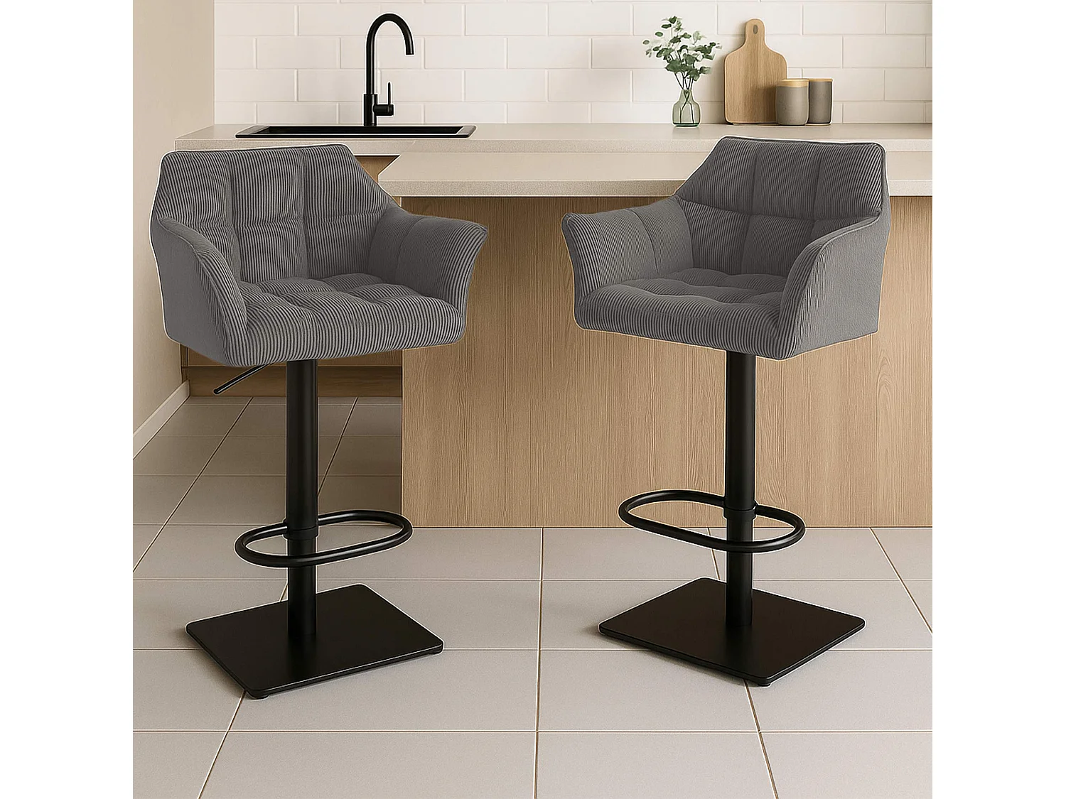 Tabouret de bar - Cordon & Noir - Taupe - Damaso