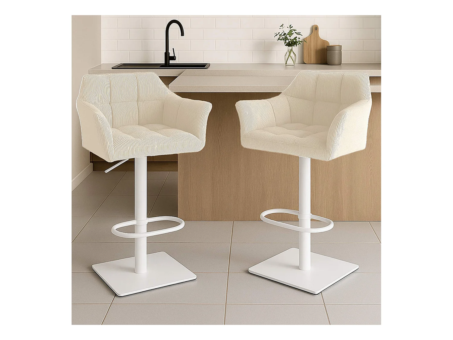 Tabouret de bar - Cordon & Blanc - Crème - Damaso