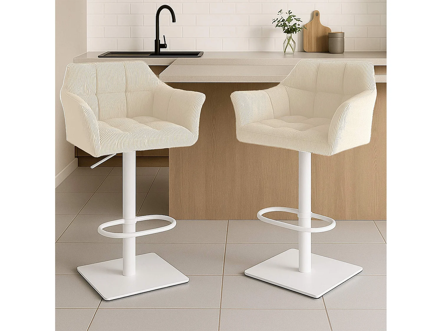 Tabouret de bar - Cordon & Blanc - Crème - Damaso