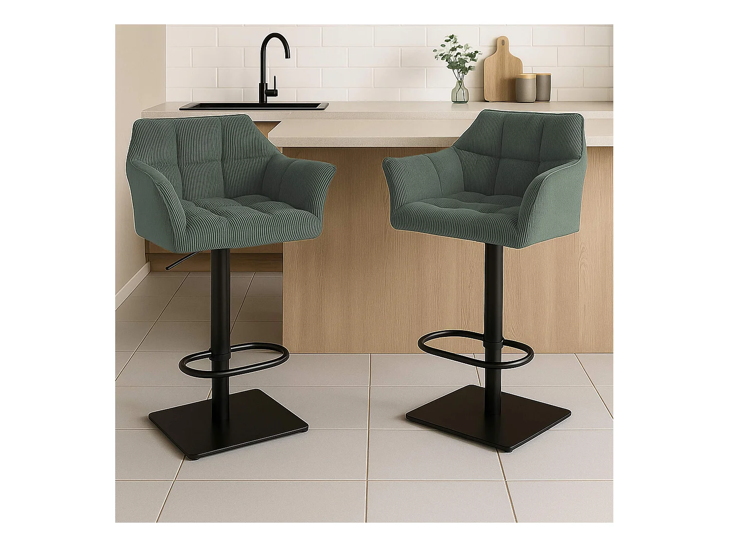 Tabouret de bar - Cordon & Noir - Vert - Damaso
