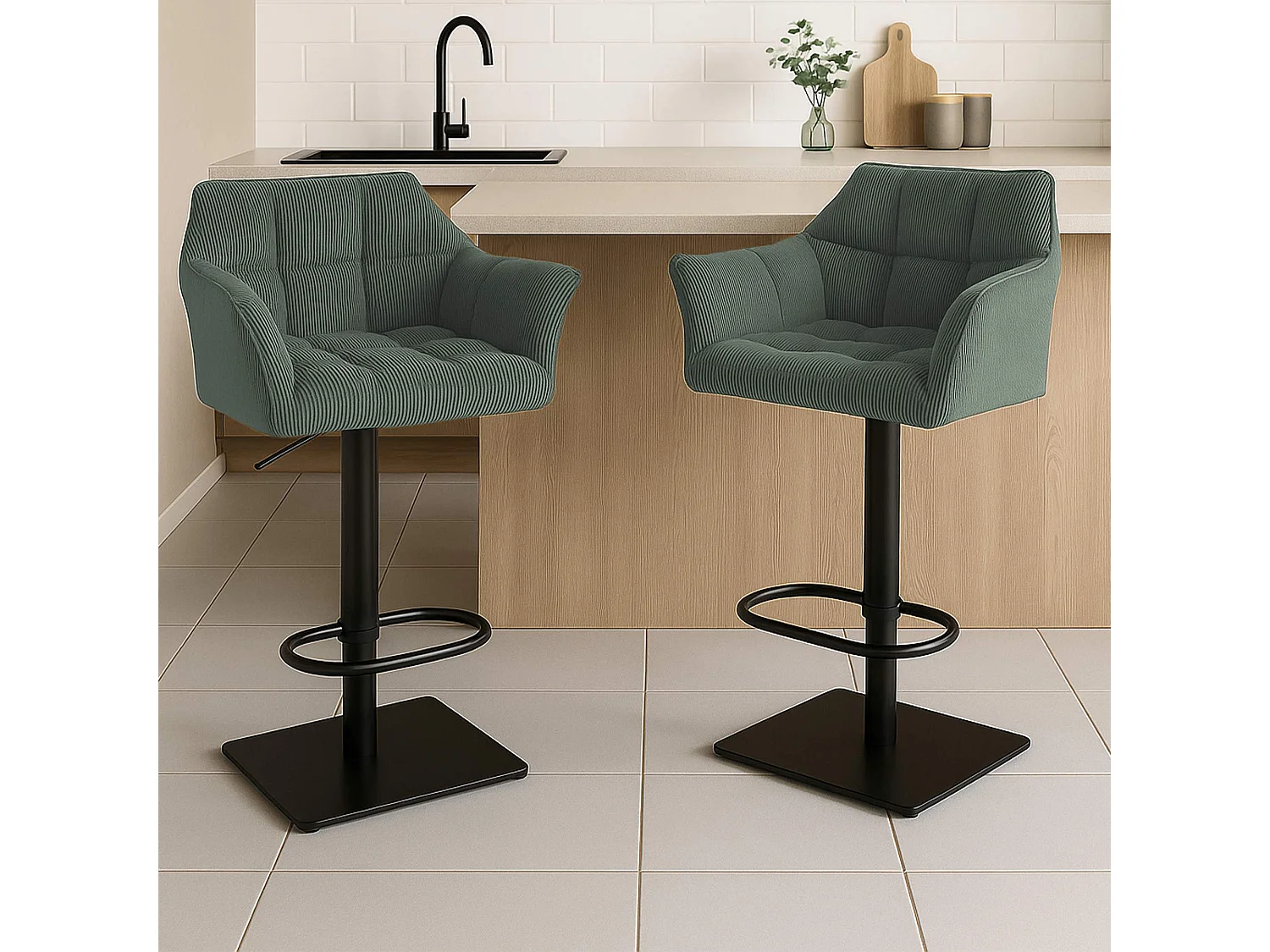 Tabouret de bar - Cordon & Noir - Vert - Damaso