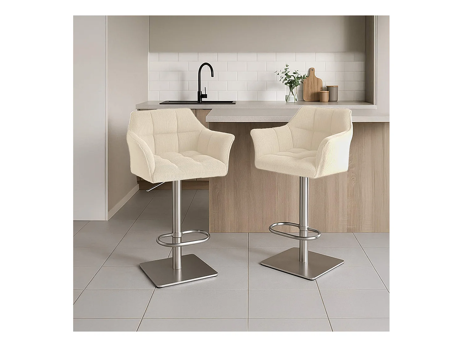 Tabouret de bar - Cordon & Noir - Crème - Damaso