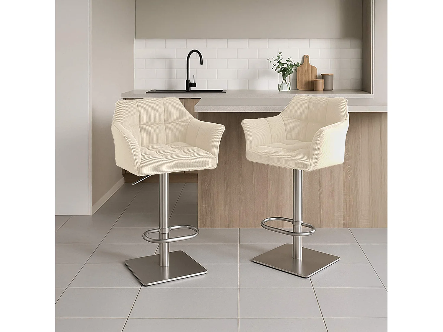 Tabouret de bar - Cordon & Noir - Crème - Damaso